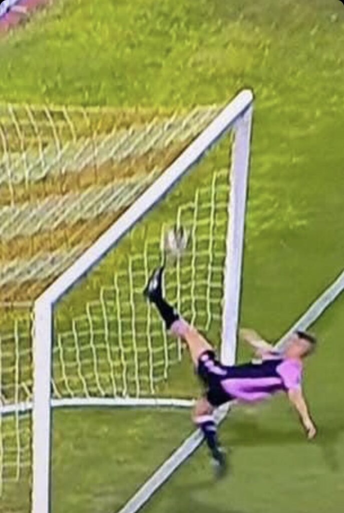 Palermo defender Ivan Marconi with an acrobatic goalline clearance against Padova